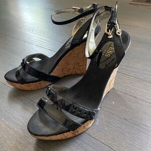 Guess by Marciano 4" Open Toe Cork Wedges Size 6